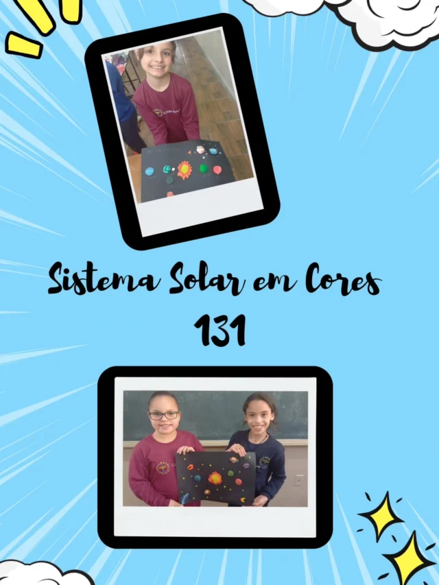 A turma 131 trouxe o universo para a sala! Com criatividade e massinha de modelar, eles construíram o Sistema Solar em uma galáxia de papel preto. 🪐✨🌍